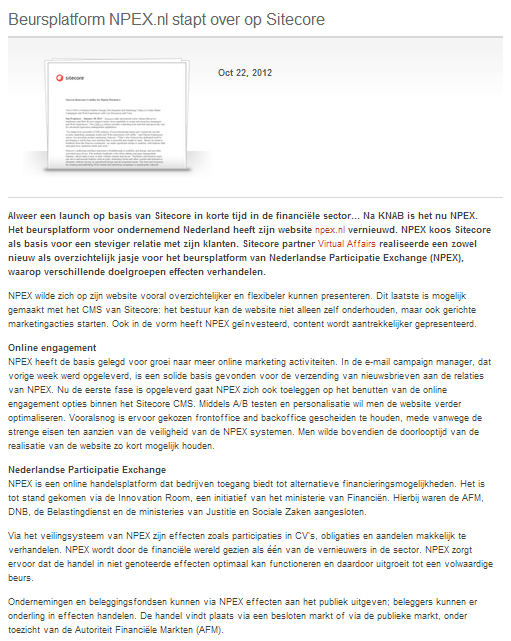 Case Story NPEX Sitecore